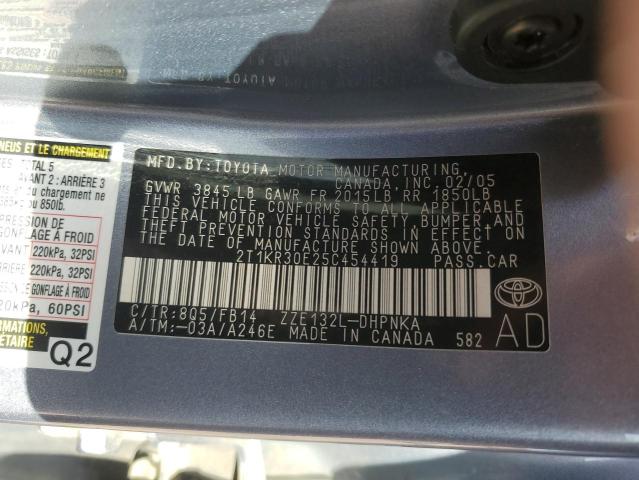 2T1KR30E25C454419 - 2005 TOYOTA COROLLA MA XR BLUE photo 12