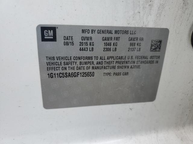 1G11C5SA6GF125650 - 2016 CHEVROLET MALIBU LIM LT 白色 照片 12