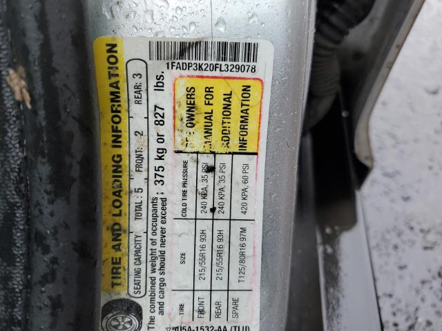 1FADP3K20FL329078 - 2015 FORD FOCUS SE SILVER photo 12