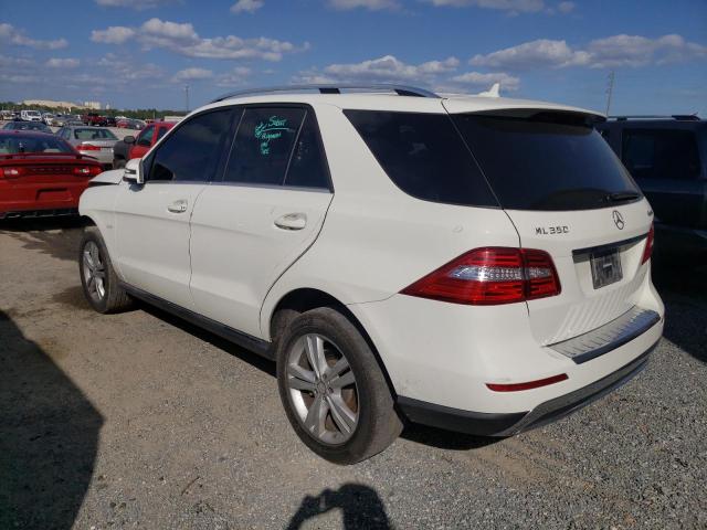 4JGDA5HB3CA094872 - 2012 MERCEDES-BENZ ML 350 4MATIC WHITE photo 2