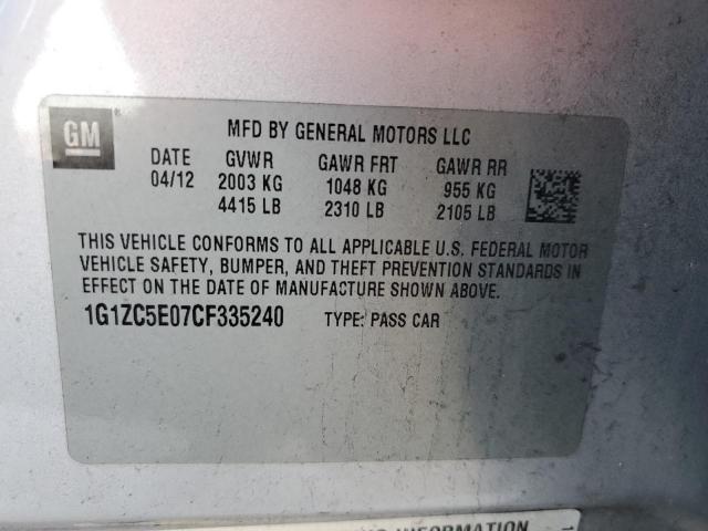 1G1ZC5E07CF335240 - 2012 CHEVROLET MALIBU 1LT Күміс фото 12