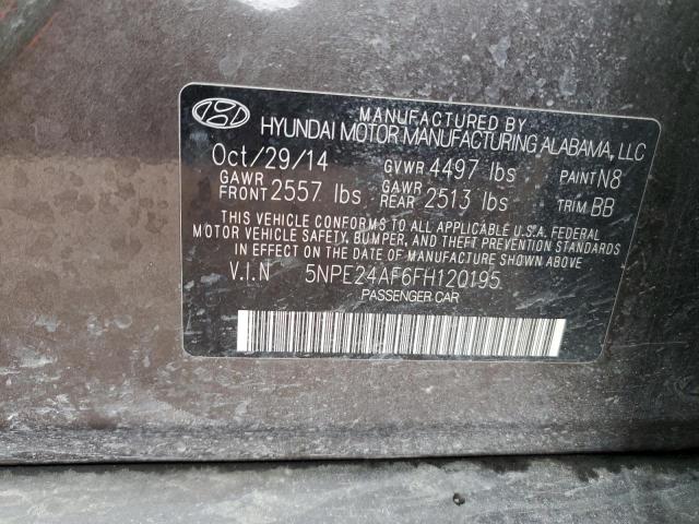 5NPE24AF6FH120195 - 2015 HYUNDAI SONATA SE GRAY photo 12