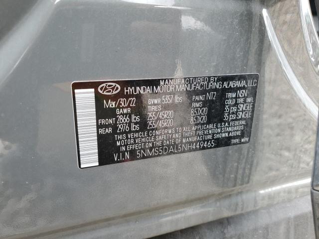 5NMS5DAL5NH449465 - 2022 HYUNDAI SANTA FE CALLIGRAPHY GRAY photo 13