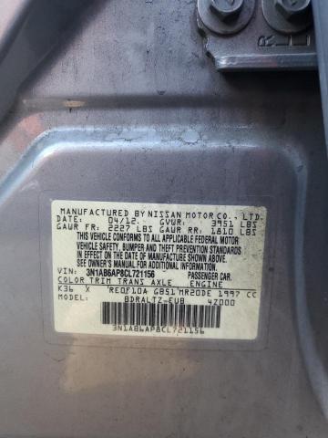 3N1AB6AP8CL721156 - 2012 NISSAN SENTRA 2.0 GRAY photo 12