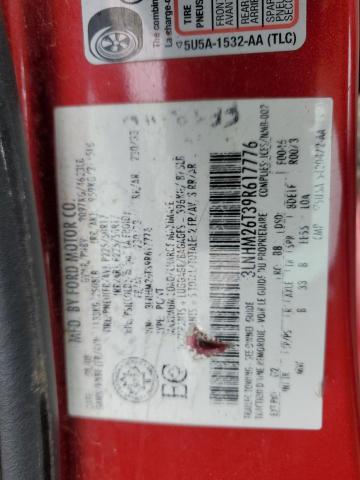 3LNHM26T39R617776 - 2009 LINCOLN MKZ RED photo 12