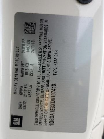 1G6DA1E3XD0107413 - 2013 CADILLAC CTS WHITE photo 12