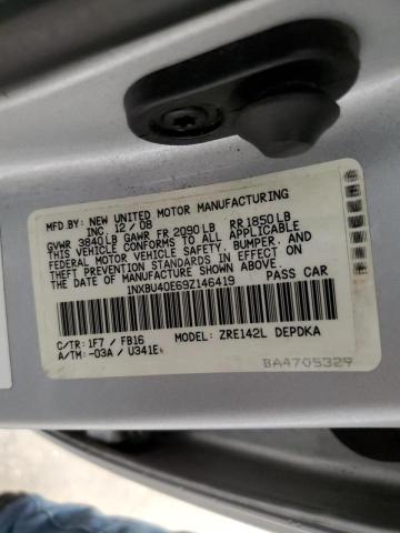 1NXBU40E69Z146419 - 2009 TOYOTA COROLLA BA SILVER photo 12