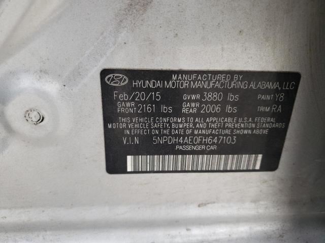 5NPDH4AE0FH647103 - 2015 HYUNDAI ELANTRA SE SILVER photo 12