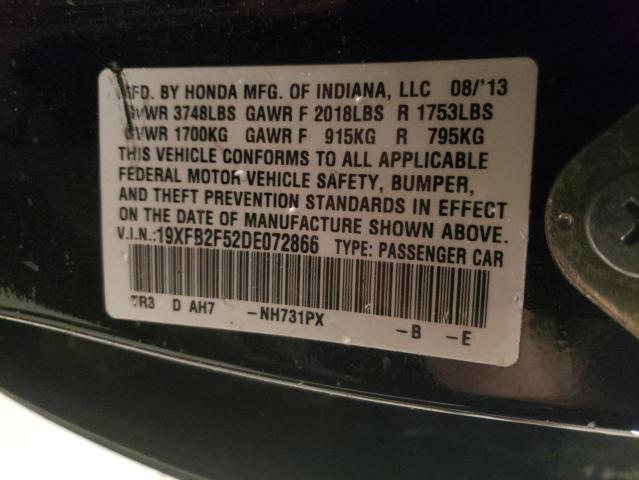 19XFB2F52DE072866 - 2013 HONDA CIVIC LX BLACK photo 12