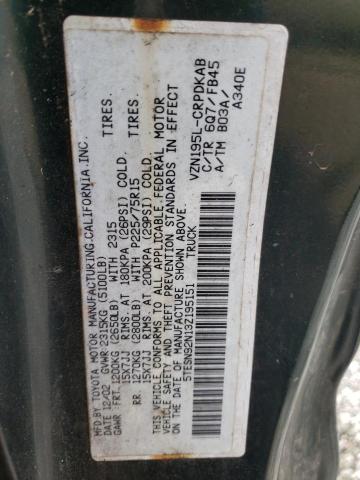 5TESN92N13Z195151 - 2003 TOYOTA TACOMA XTRACAB PRERUNNER მწვანე ფოტო 12
