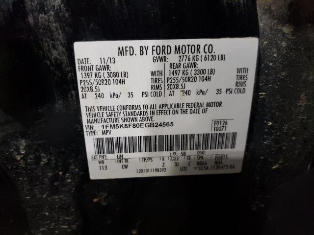 1FM5K8F80EGB24565 - 2014 FORD EXPLORER LIMITED BLACK photo 13