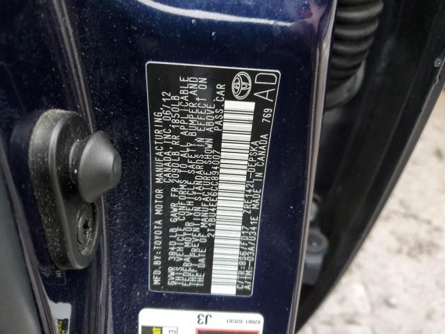 2T1BU4EE6CC894007 - 2012 TOYOTA COROLLA BASE BLUE photo 12