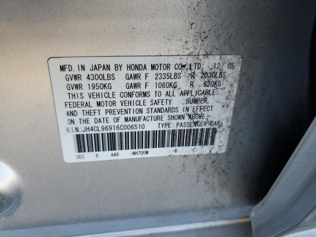 JH4CL96916C006510 - 2006 ACURA TSX SILVER photo 12