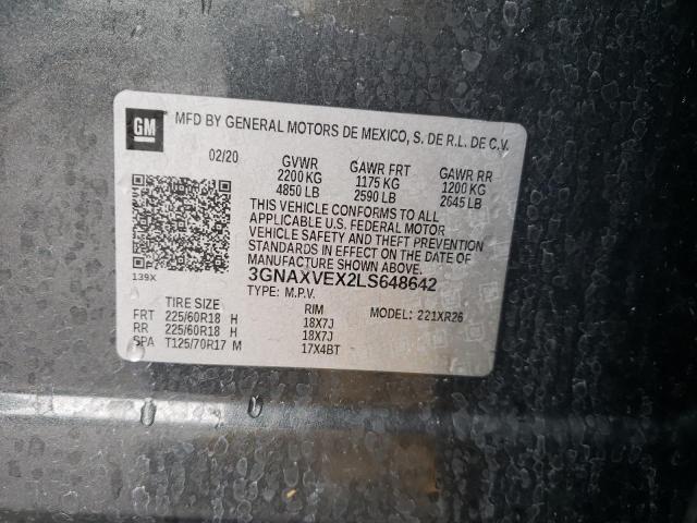 3GNAXVEX2LS648642 - 2020 CHEVROLET EQUINOX LT GRAY photo 13