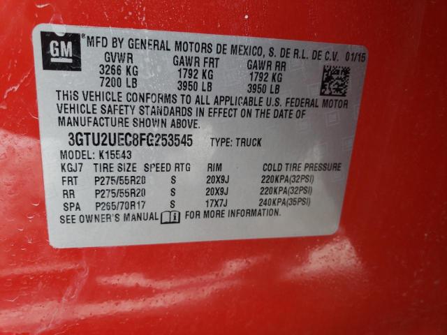 3GTU2UEC8FG253545 - 2015 GMC SIERRA K1500 SLE RED photo 12