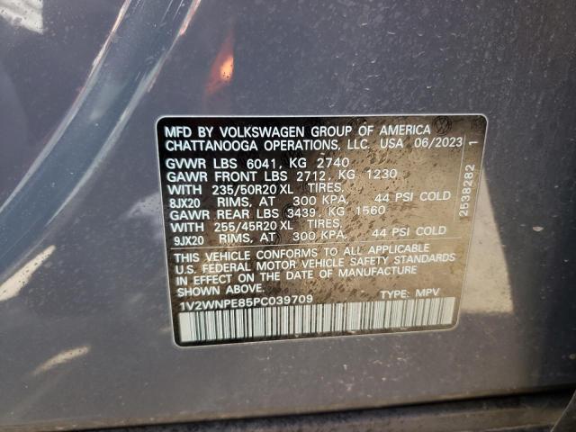 1V2WNPE85PC039709 - 2023 VOLKSWAGEN ID.4 PRO S ნაცრისფერი ფოტო 12