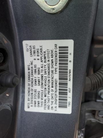 2HGFC2F76JH504021 - 2018 HONDA CIVIC EX GRAY photo 12