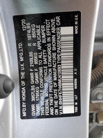 SHHFK7H49MU410693 - 2021 HONDA CIVIC SPORT SILVER photo 12