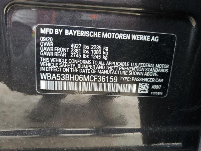 WBA53BH06MCF36159 - 2021 BMW 530 I BLACK photo 12