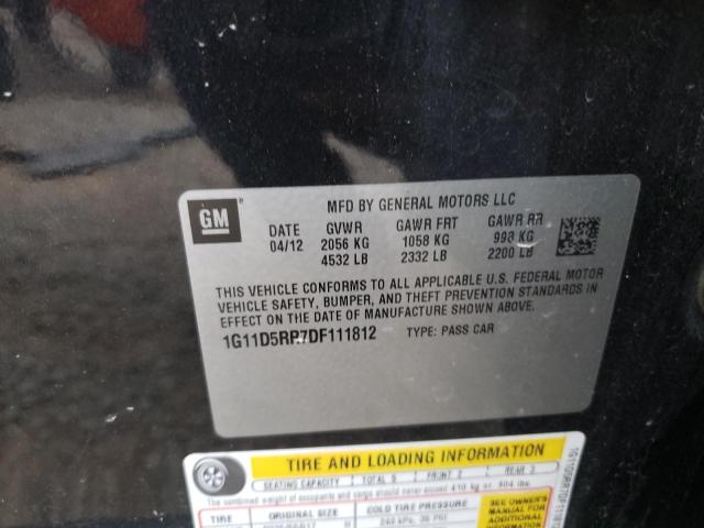 1G11D5RR7DF111812 - 2013 CHEVROLET MALIBU 1LT BLACK photo 12