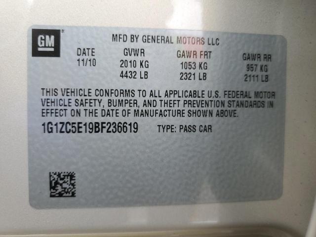 1G1ZC5E19BF236619 - 2011 CHEVROLET MALIBU 1LT Бежевый фото 13