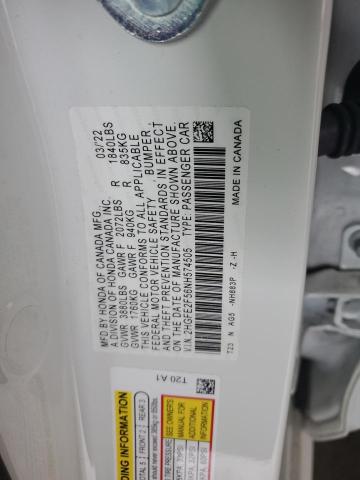 2HGFE2F56NH574505 - 2022 HONDA CIVIC SPORT 白色 照片 12