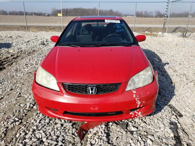 1HGEM22965L015661 - 2005 HONDA CIVIC EX RED photo 5