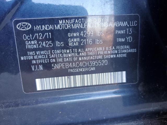 5NPEB4AC4CH395520 - 2012 HYUNDAI SONATA GLS BLUE photo 12