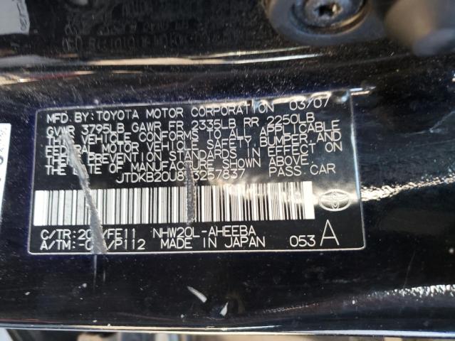 JTDKB20U873257837 - 2007 TOYOTA PRIUS BLACK photo 12