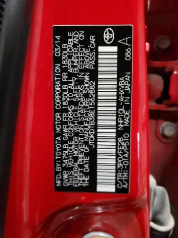 JTDKDTB38E1562882 - 2014 TOYOTA PRIUS C RED photo 12