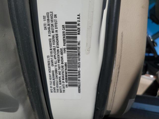 4S3BH665627644894 - 2002 SUBARU LEGACY OUTBACK WHITE photo 12