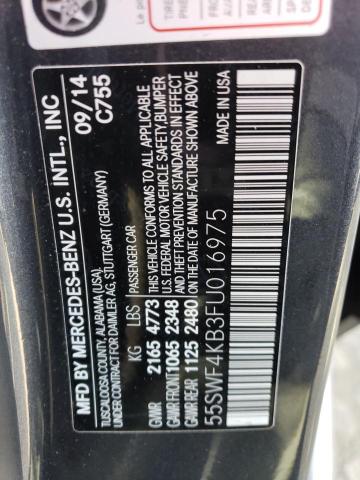 55SWF4KB3FU016975 - 2015 MERCEDES-BENZ C 300 4MATIC CHARCOAL photo 12