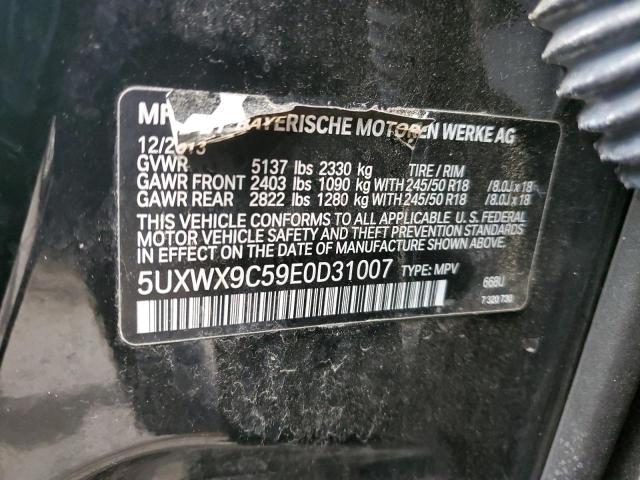 5UXWX9C59E0D31007 - 2014 BMW X3 XDRIVE28I BLACK photo 12