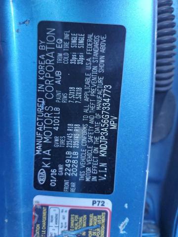 KNDJP3A56G7334773 - 2016 KIA SOUL + BLUE photo 12
