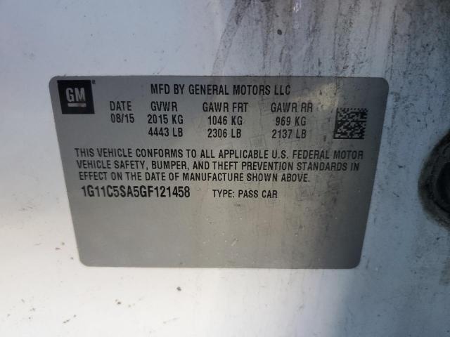 1G11C5SA5GF121458 - 2016 CHEVROLET MALIBU LIM LT 白色 照片 12