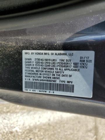 5FNRL5H64HB002562 - 2017 HONDA ODYSSEY EXL GRAY photo 13