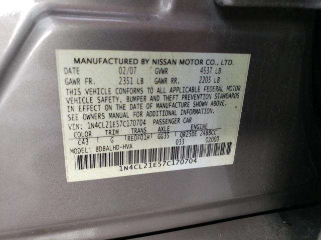 1N4CL21E57C170704 - 2007 NISSAN ALTIMA HYBRID TAN photo 12