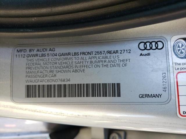 WAUGFAFC6DN076834 - 2013 AUDI A6 PREMIUM PLUS SILVER photo 10