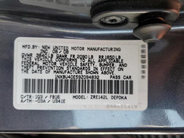 1NXBU40E59Z094832 - 2009 TOYOTA COROLLA BASE GRAY photo 13