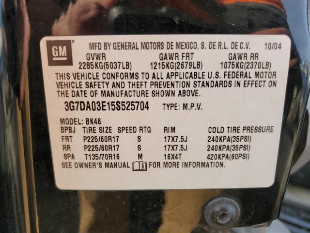 3G7DA03E15S525704 - 2005 PONTIAC AZTEK BLACK photo 12