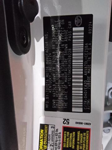 4T1G11AK0RU909228 - 2024 TOYOTA CAMRY SE NIGHT SHADE WHITE photo 12