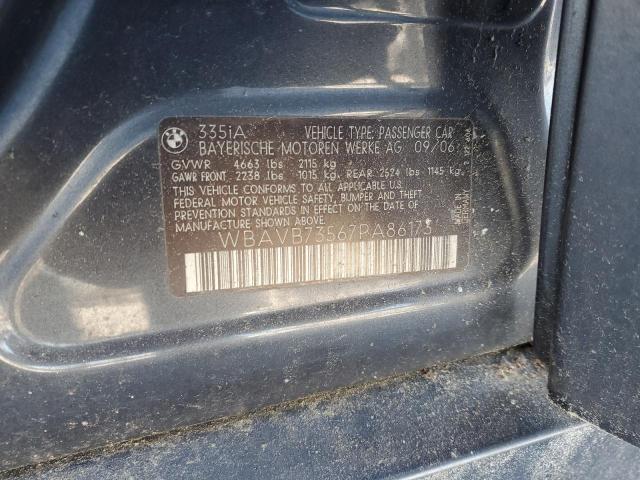 WBAVB73567PA86173 - 2007 BMW 3 SERIES I GRAY photo 12