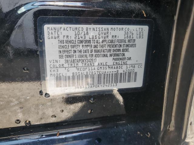 3N1AB7AP0KY242513 - 2019 NISSAN SENTRA S BLACK photo 14