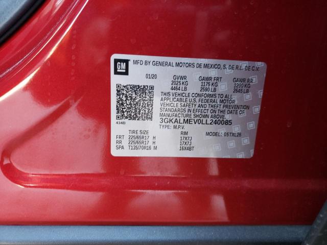 3GKALMEV0LL240085 - 2020 GMC TERRAIN SLE RED photo 13