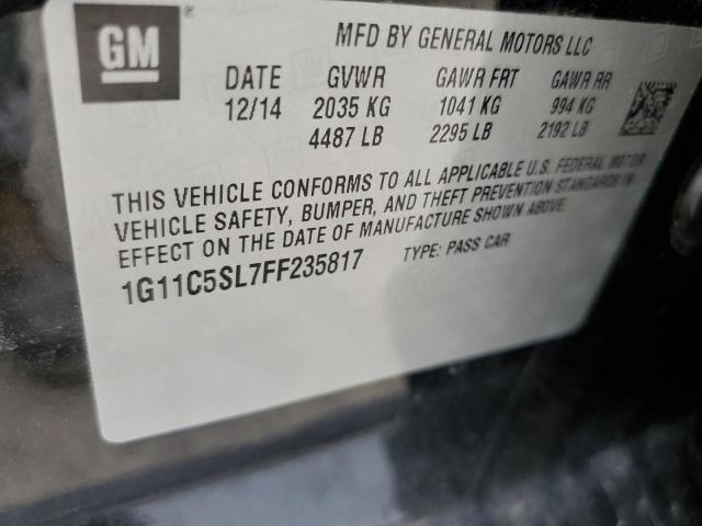 1G11C5SL7FF235817 - 2015 CHEVROLET MALIBU 1LT BLACK photo 12