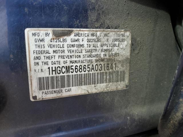 1HGCM56865A031641 - 2005 HONDA ACCORD EX BLUE photo 12