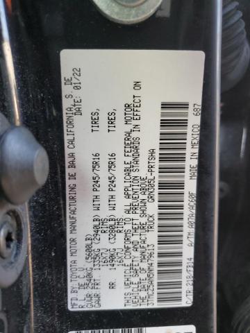 3TMCZ5AN5NM479613 - 2022 TOYOTA TACOMA DOUBLE CAB BLACK photo 12