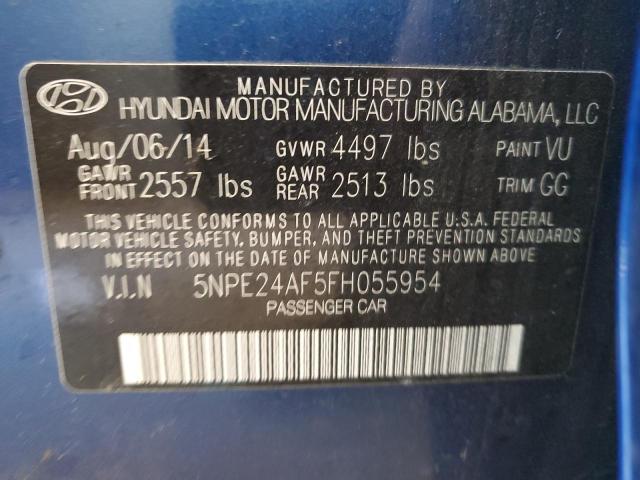 5NPE24AF5FH055954 - 2015 HYUNDAI SONATA SE BLUE photo 12