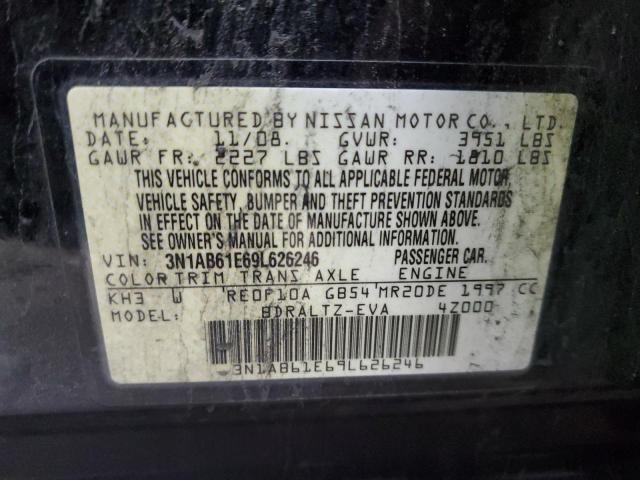 3N1AB61E69L626246 - 2009 NISSAN SENTRA 2.0 BLACK photo 12