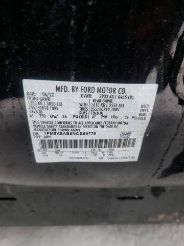 1FM5K8AB8NGB59776 - 2022 FORD EXPLORER POLICE INTERCEPTOR BLACK photo 13